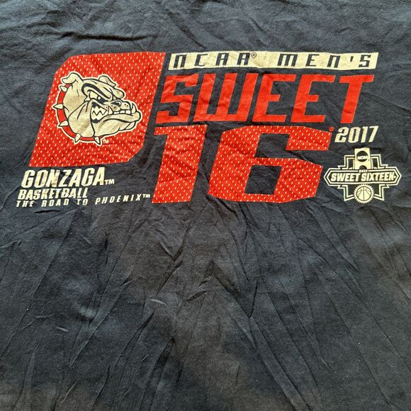 NCAA Gonzaga Bulldogs Basketball 2017 Sweet 16 Navy Graphic T Shirt Mens Medium - Picture 6 of 8